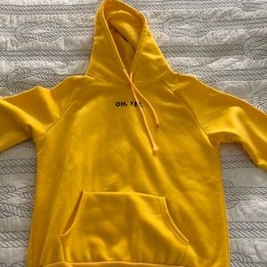 Yellow Letter Drawstring Hooded Sweatshirt